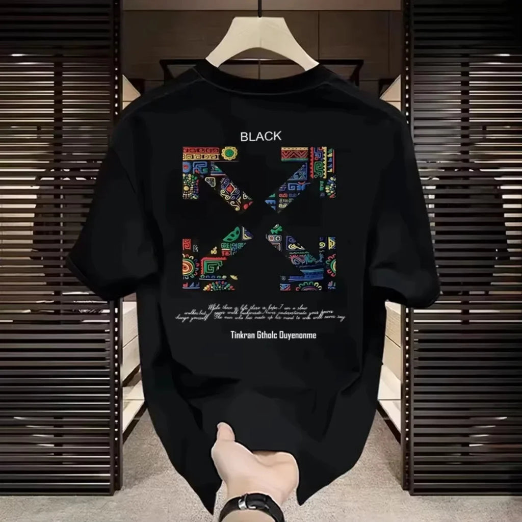 2026 New Fashion Street High-Quality Flower Patterned Men's and Women's T-Shirts - Loose Fit, 100% Cotton Short Sleeves