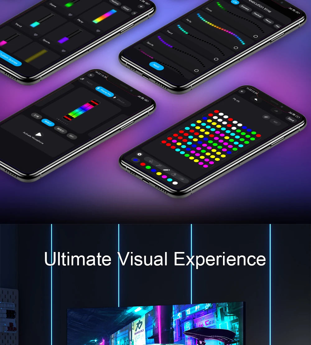 Smart Slim RGB Mood Light, Desktop Gaming Light, 16 Million Colors, 286 Scenes and 3 Synced Music Modes for Living Room