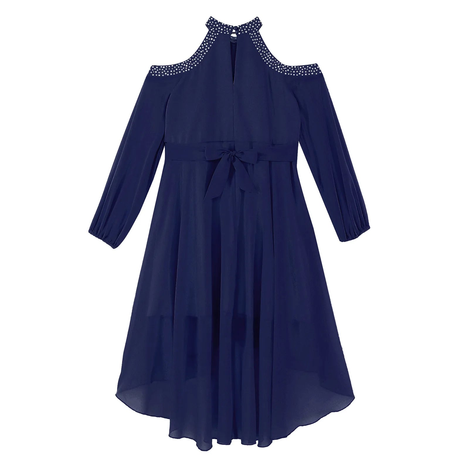 Kids Girls Elegant Party Dress Halter Off-shoulder High Waist Ruffled Chiffon Dresses Wedding Birthday Pageant Evening Prom Gown