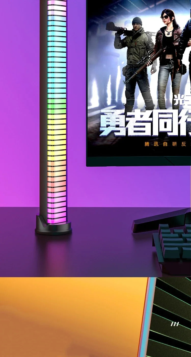 Smart RGB Sound Control Lights 3D Double Sided Pickup LED Lights Rhythm Ambient LAMP APP Control For Car Gaming Desktop Lights