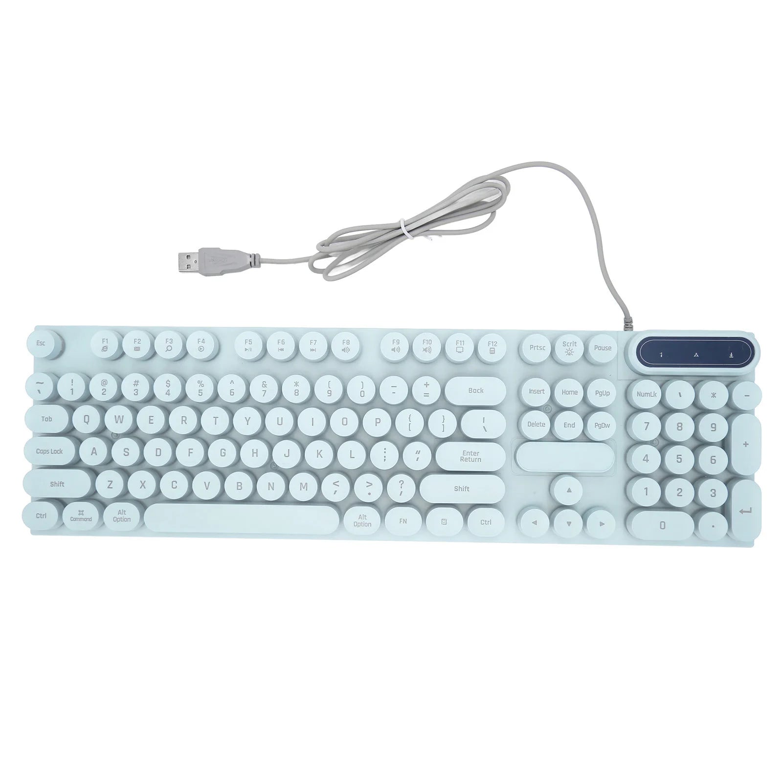 1Pc Gaming Keyboard USB Round 104 Keycaps Backlit Ergonomic Fodable Feet Multimedia Keys Wired Keyboard for Desktop Laptop