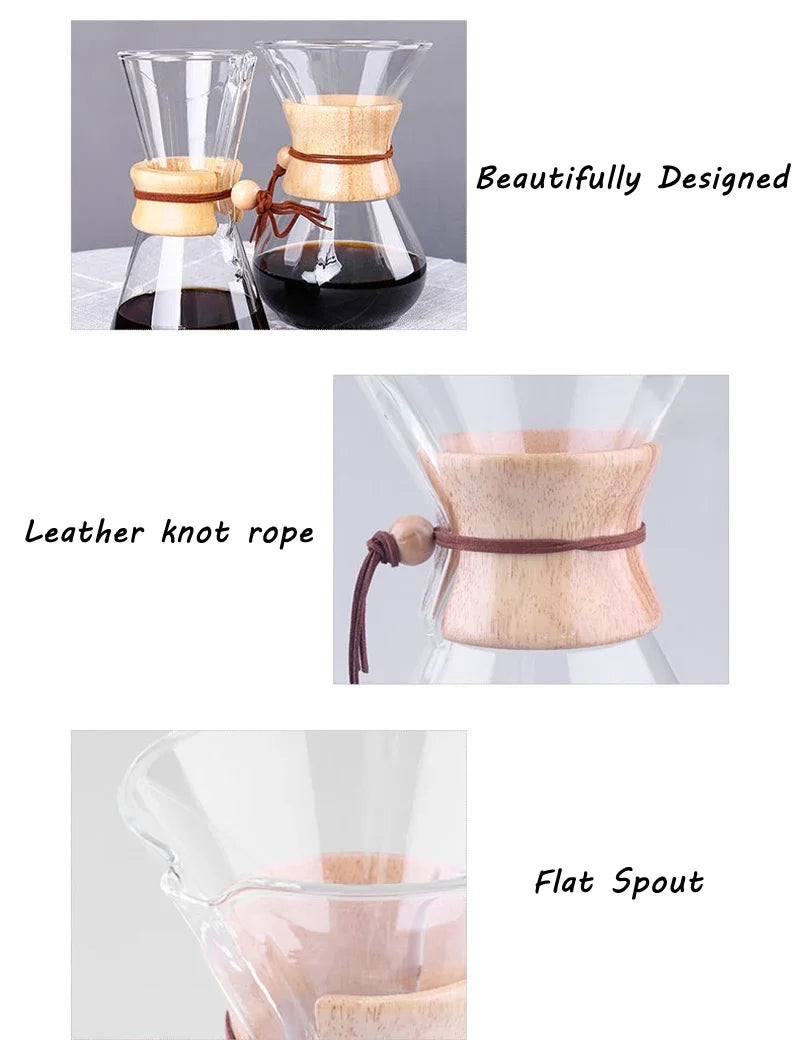 Hand Brewed Coffee Sharing Pot Filter Screen Glass Coffee Filter Cup Coffee Pot Set Drip Small Household Glass Pot 400-800ml
