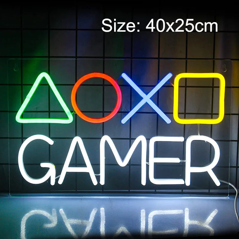 Game Neon Sign Light LED Gaming Zone Room Music Game Handle Nightlight Custom Business Logo Decor Bar Internet Cafe Shop Party