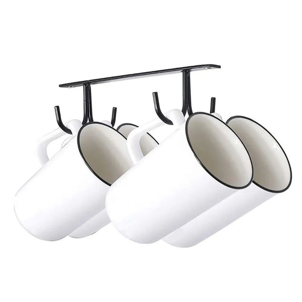 1pc Mug Rack Under Cabinet Coffee Cup Holder Mugs Cups Drying Hook Kitchen Closet Under Shelf Hanging Organizer Hook
