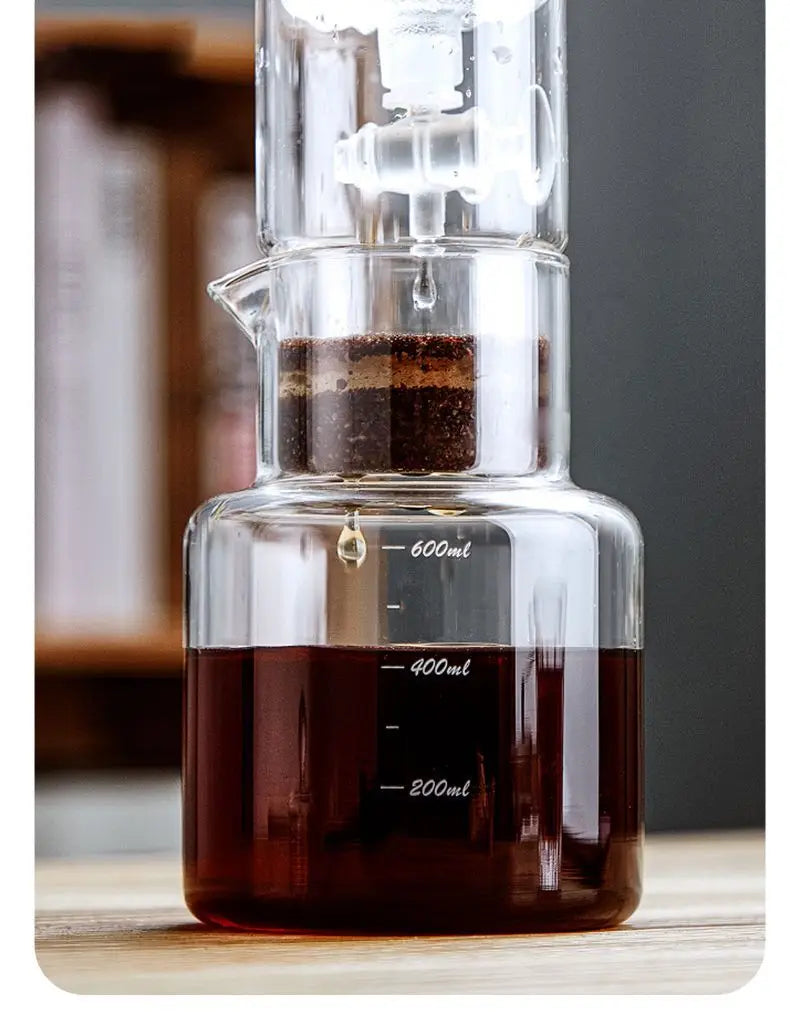 600ml Ice Dripper Coffee Maker Adjustable Water Flow Borosilicate Glass Cold Brew Tower Slow Drip Technology Portable