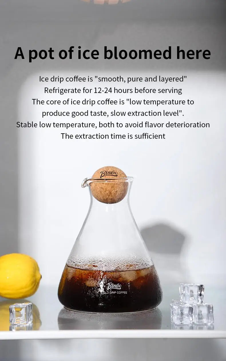 BINCOO L-Shaped Cold Brew Coffee Dripper Cold Brew Drip Coffee Maker Ice Brew Drip-Style Low-Temperature Slow-Brewed Coffee