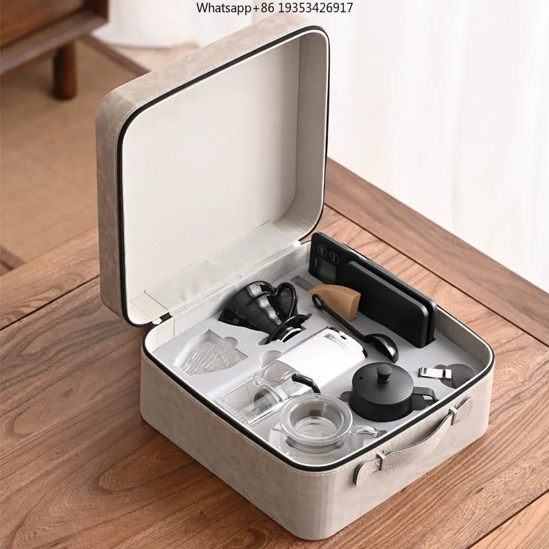 New V60 Travel Hand Brew Coffee Electric Bean Grinder Gift Box Set Stainless Steel Coffee Suitable for Pot Household Storage