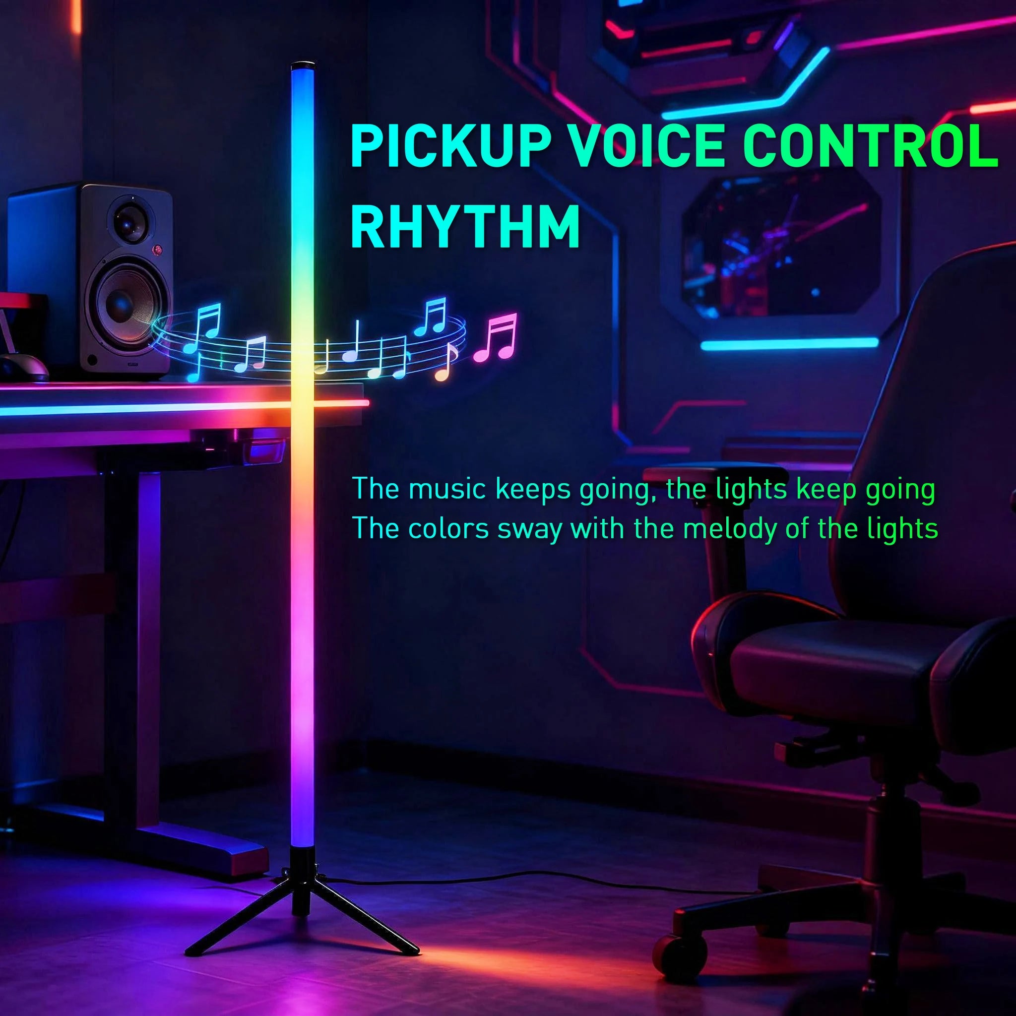 LED RGB gaming atmosphere light  floor lamp E-sports remote control app PC desk table bedroom living room hallway colored light