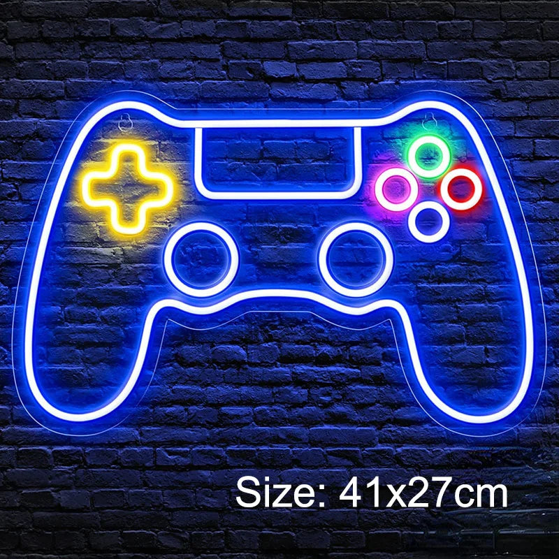Game Neon Sign Light LED Gaming Zone Room Music Game Handle Nightlight Custom Business Logo Decor Bar Internet Cafe Shop Party