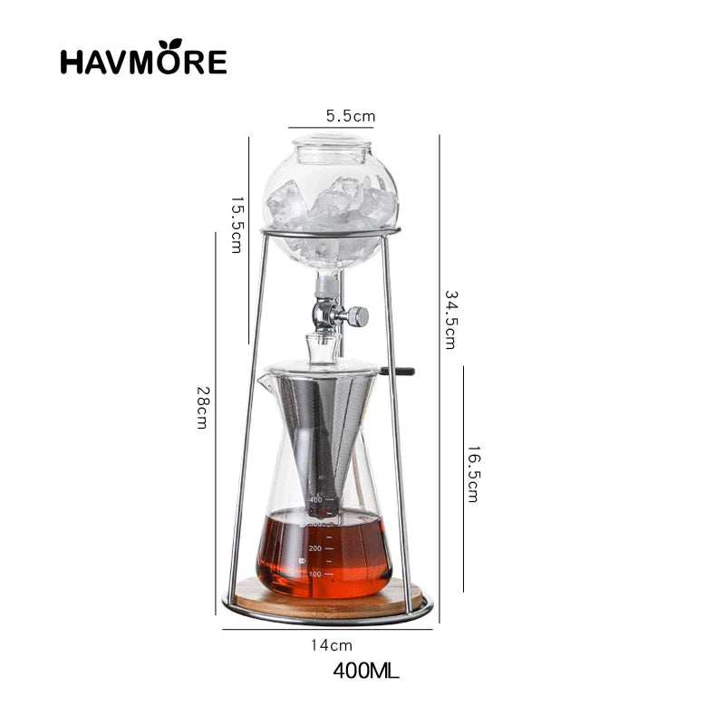 Manual Cold Brewer Glass Drip Coffee Ice Drip Pot 400/600ML Brew Ice Tea Coffee Maker Ice Drip Pot