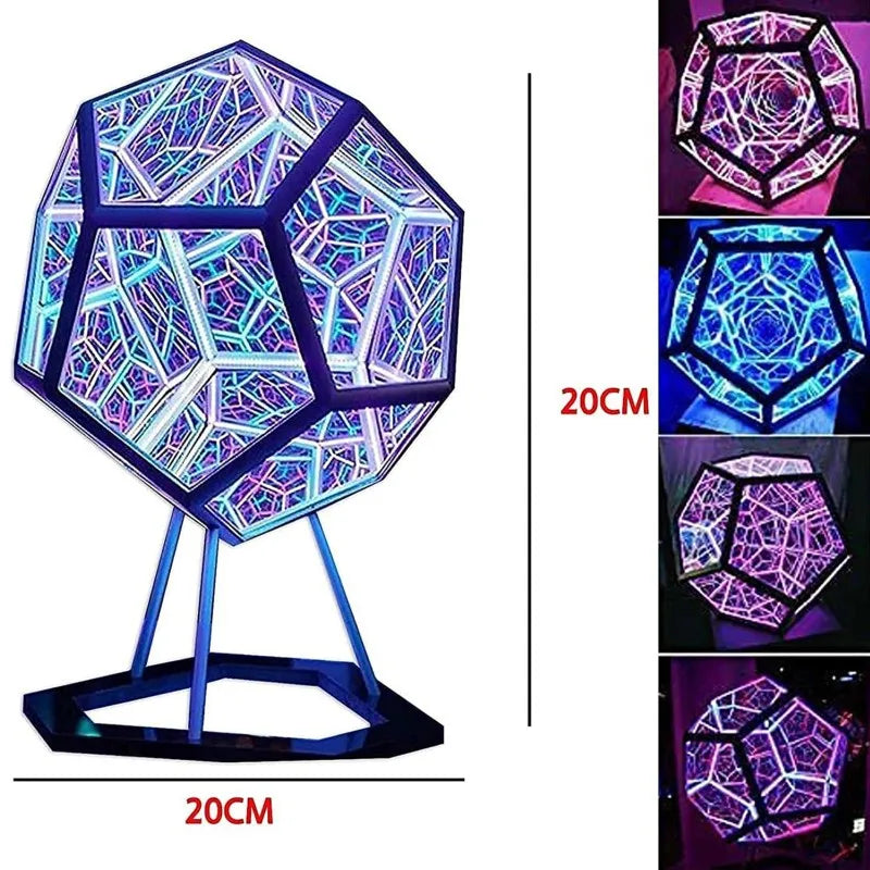 Infinity Dodecahedron Gaming Light 3D Cube Light Desk Cool RGBW Led Table Lamp for Bedroom Gaming Room Decor Led Night Lights