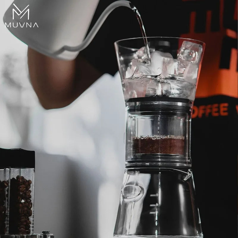 muvna Cold Brew Coffee Maker 600ml Adjustable Water Flow Dripper Iced Coffee Tea Brewer Stainless Steel Filter Home Barista Tool