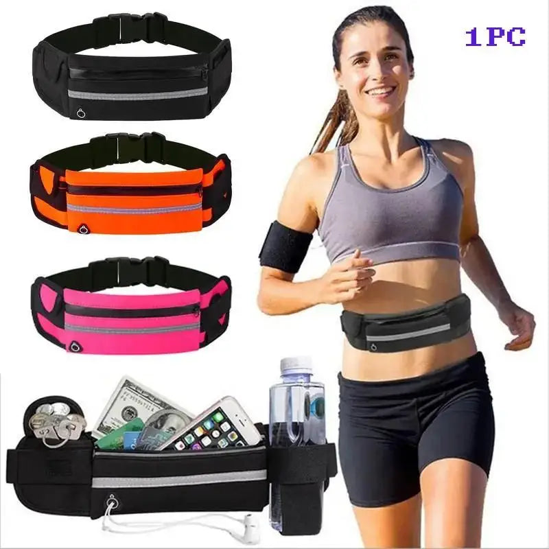 Unisex adjustable sports waist bag for men and women, suitable for running and hiking, waterproof waist bag, mobile wallet, key