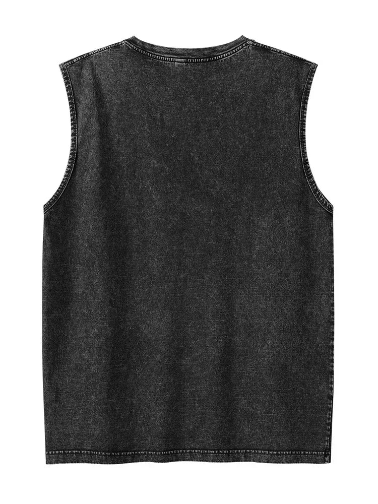 Men's Washed Sleeveless Tank Top 230G Heavyweight 100% Cotton Vintage Oversized Casual Summer Streetwear Shirt Vest