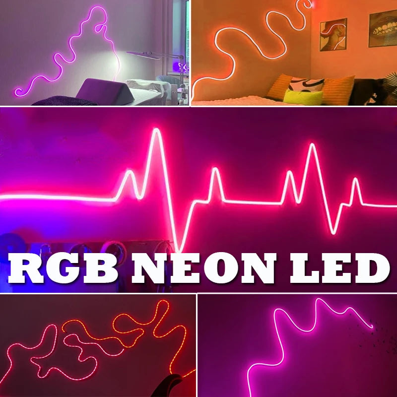 USB LED Neon Rope Lights, RGB Led Strip Lights with Remote, Color Changing Flexible Led Light Strip, Gaming 5V Neon Lights