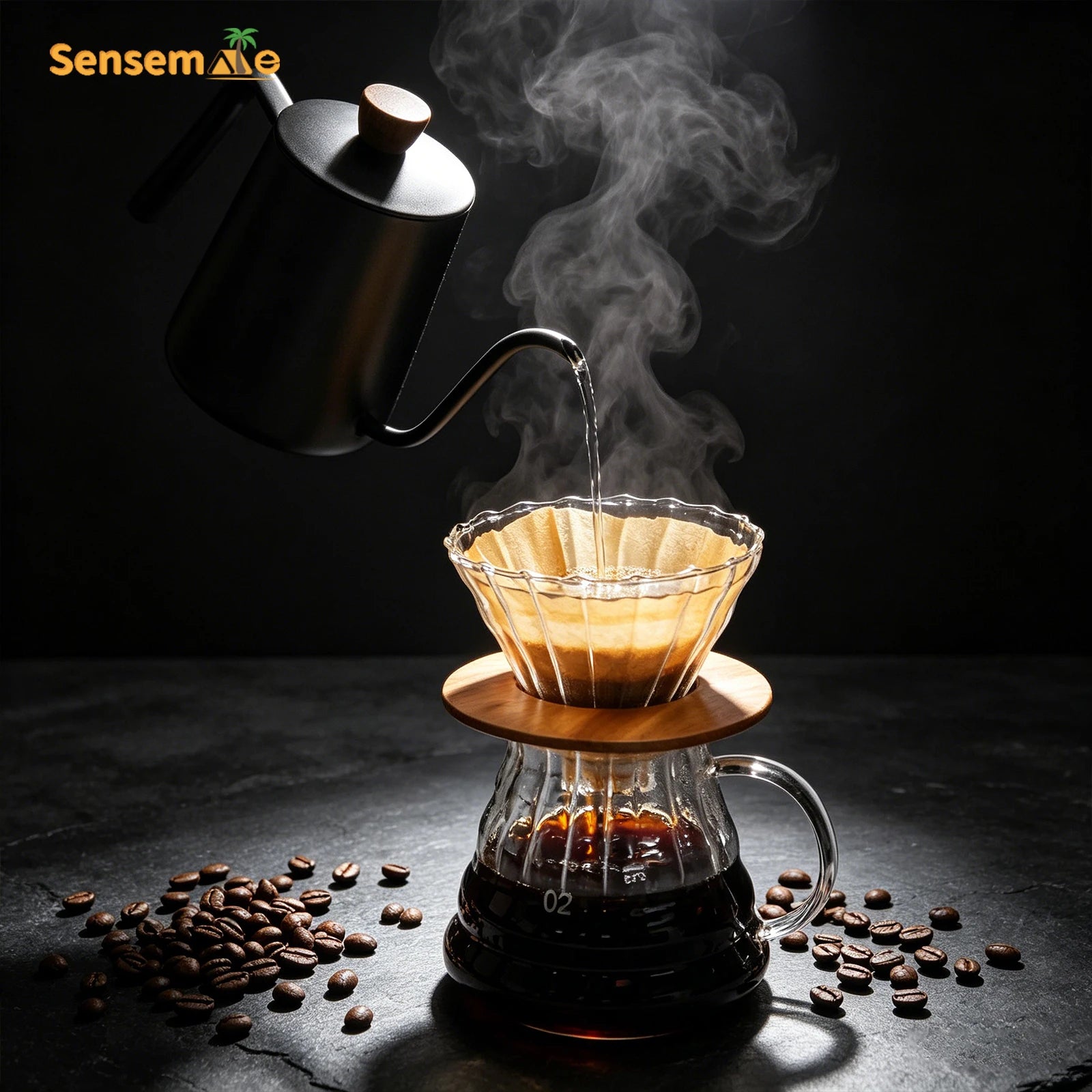 Complete Manual Pour Over Coffee Set V Shape Glass Dripper 600ml Gooseneck Kettle Kit Portable Coffee Travel Bag Barista Gift