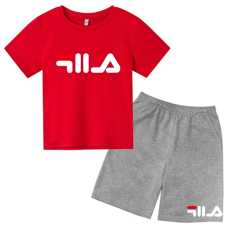 Children's Clothing T-shirt Set Fashion Printing Sports Leisure Summer Wear 3-12 Year Old Toddler Size Boys and Girls Gift