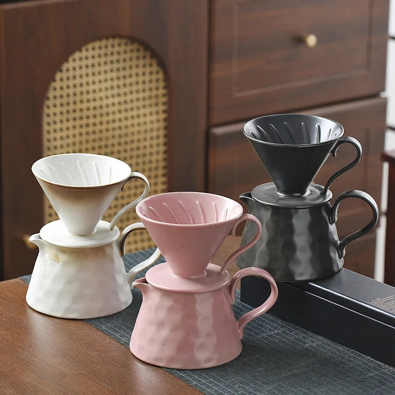 Home Ceramic Hand Drip Coffee Pot Large Sharing Jug V60 Cone Coffee Filter Brewer