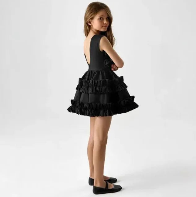 Girls Dress 2025 Spring Autumn Girls Cake Lace Dress Court Vest Dresses for Kids Princess Toddler Cosutme Baby Party Clothing