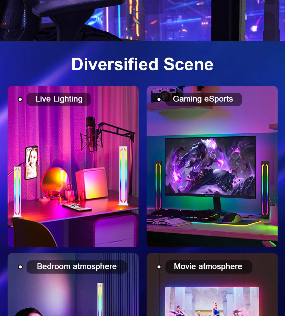 Smart Slim RGB Mood Light, Desktop Gaming Light, 16 Million Colors, 286 Scenes and 3 Synced Music Modes for Living Room