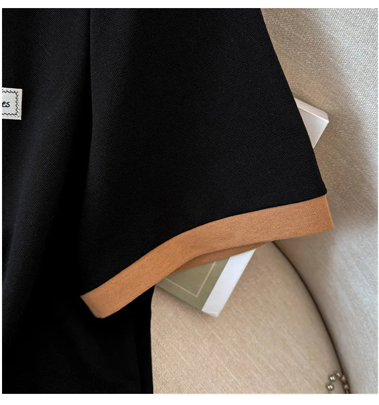 175Kg Plus Size Women's Bust 170 Summer Loose Lapel Top Short Sleeve T-Shirt Black White 6XL 7XL 8XL 9XL 10XL 11xl