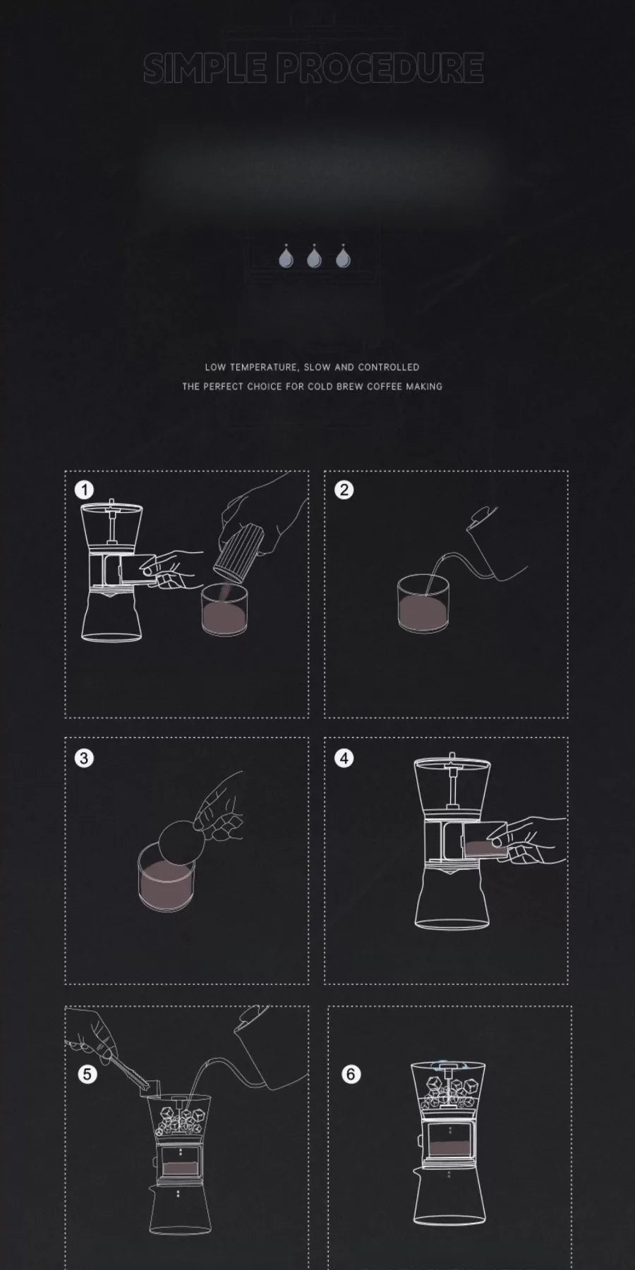 muvna Cold Brew Coffee Maker 600ml Adjustable Water Flow Dripper Iced Coffee Tea Brewer Stainless Steel Filter Home Barista Tool