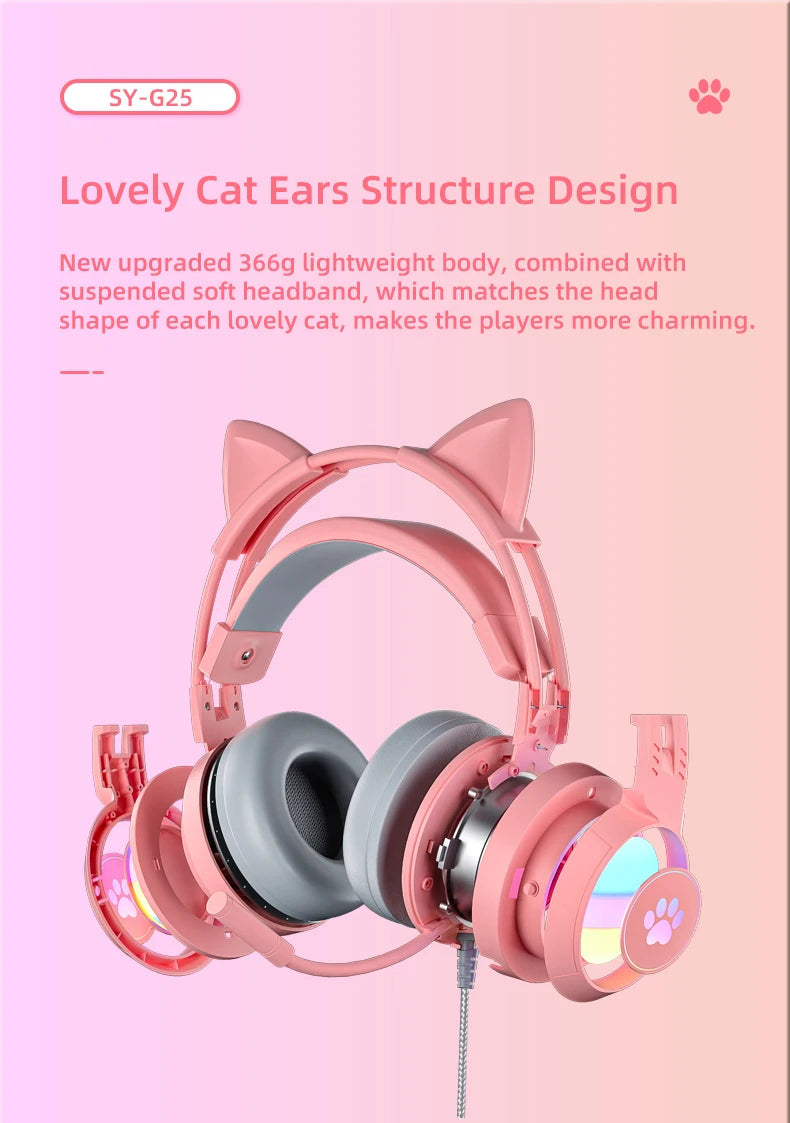 pink Gaming Headset for PC, PS4, PS5, Laptop 3.5mm Noise Reduction with Mic Noise Cancelling, LED Light for Girls, Women
