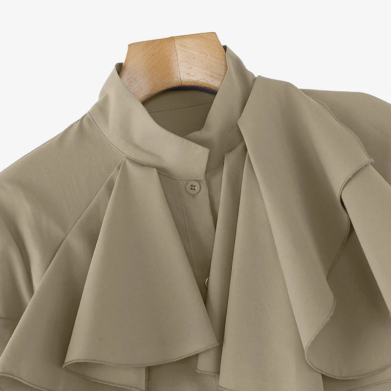 ZANZEA Vintage Solid Office Blouse Women Ruffled Stitching Street Shirts Spring 3D Long Sleeve Tops Casual Loose Buttons Tunics