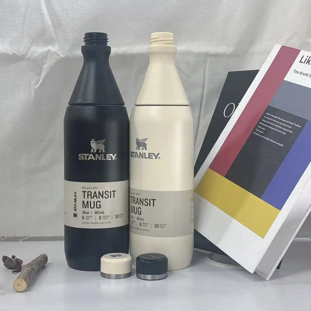 STANLEY Matte Black Wine Bottle Shaped 20oz, Stainless Steel Vacuum Flask, Leakproof Sealed Lid, Cold Heat Retention