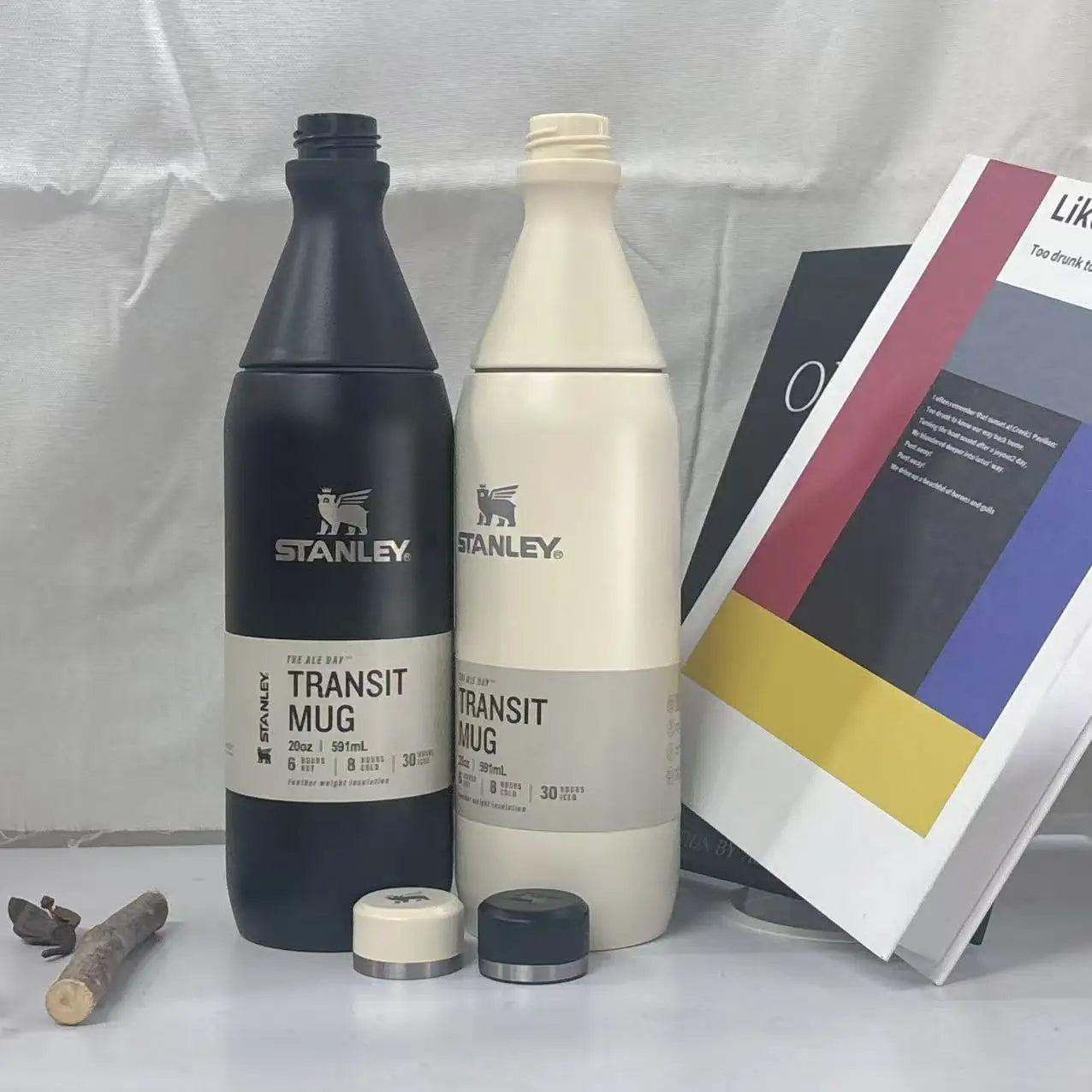 STANLEY Matte Black Wine Bottle Shaped 20oz, Stainless Steel Vacuum Flask, Leakproof Sealed Lid, Cold Heat Retention