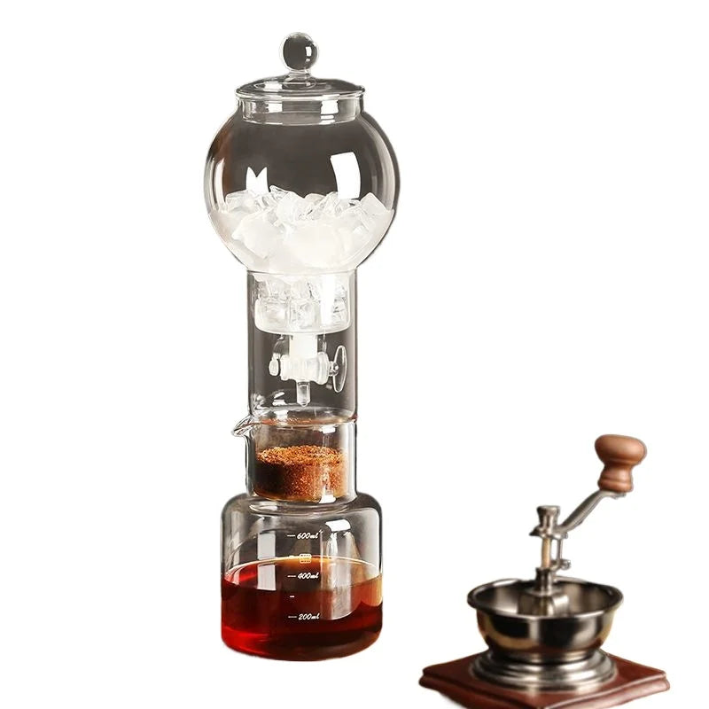 600ml Ice Dripper Coffee Maker Adjustable Water Flow Borosilicate Glass Cold Brew Tower Slow Drip Technology Portable