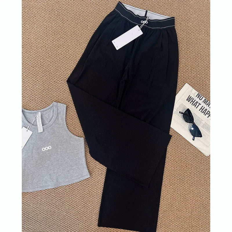 2026 Women's Spring/Summer Quick Drying Wide Leg Pants Loose Sports Lightweight Casual Pants High Waist Pants