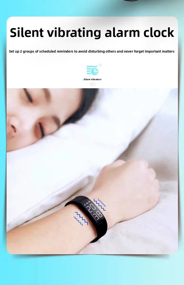 Sports smart bracelet with vibration alarm clock, running pedometer bracelet for male and female students
