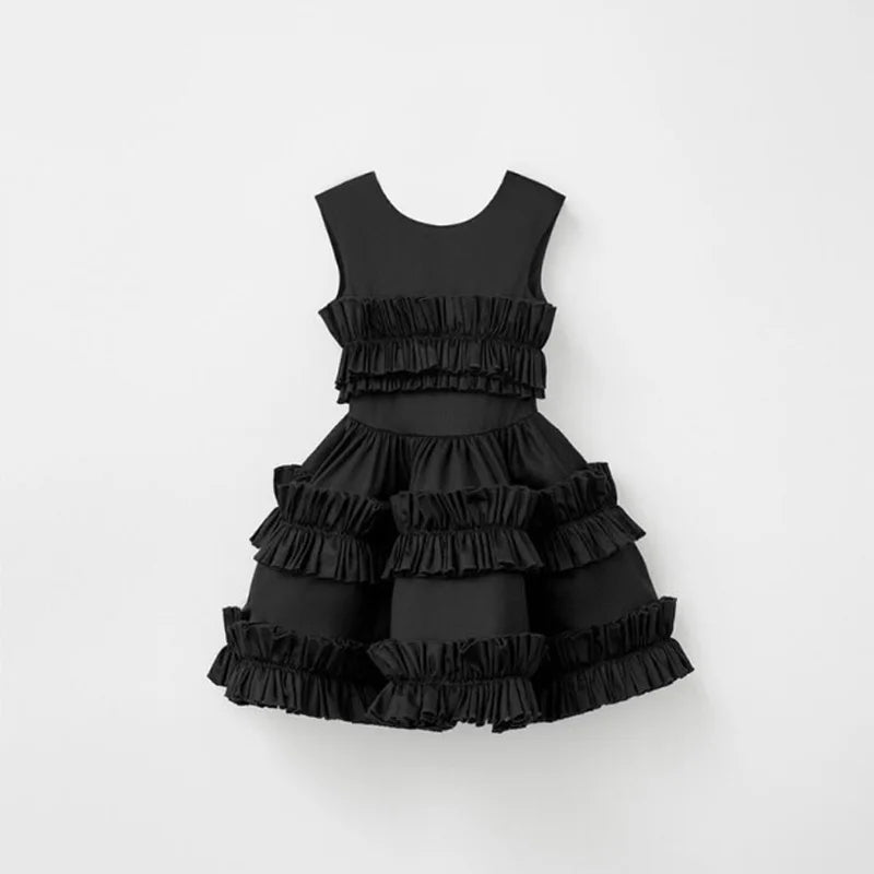 Girls Dress 2025 Spring Autumn Girls Cake Lace Dress Court Vest Dresses for Kids Princess Toddler Cosutme Baby Party Clothing