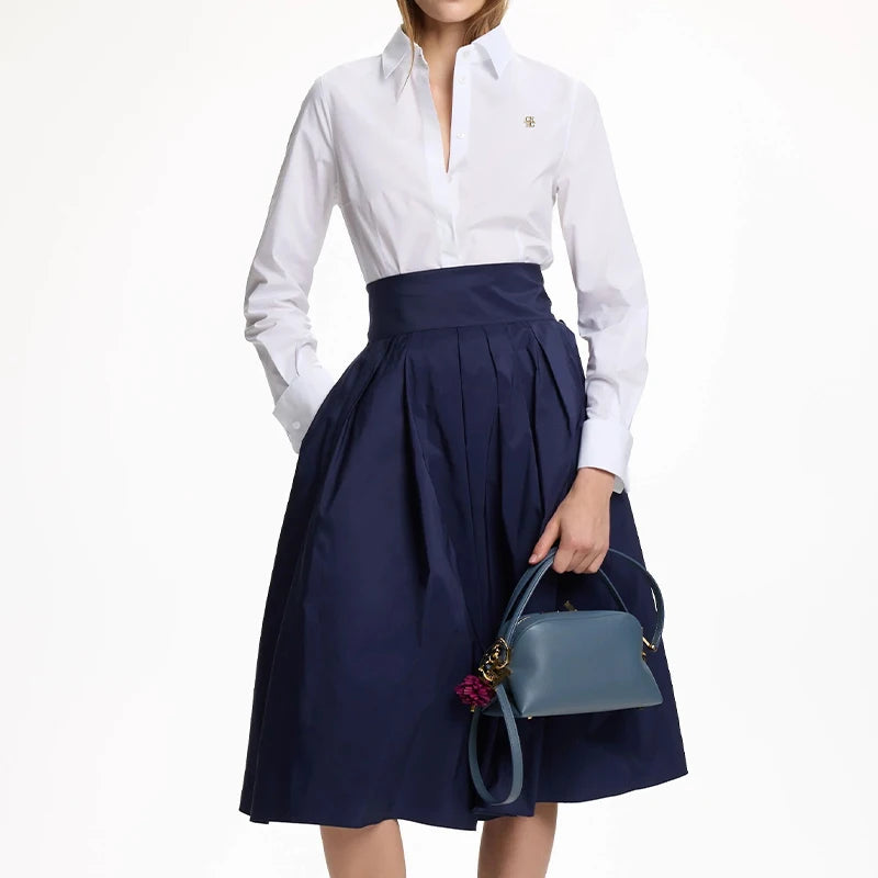CH Fashion Women's Shirt High Quality Brand Letter Label Accessories Pure White 2025 New Women's Sexy Long Sleeve Shirt