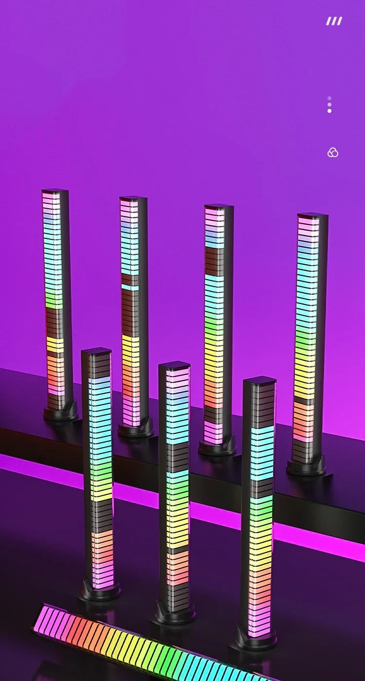 Smart RGB Sound Control Lights 3D Double Sided Pickup LED Lights Rhythm Ambient LAMP APP Control For Car Gaming Desktop Lights