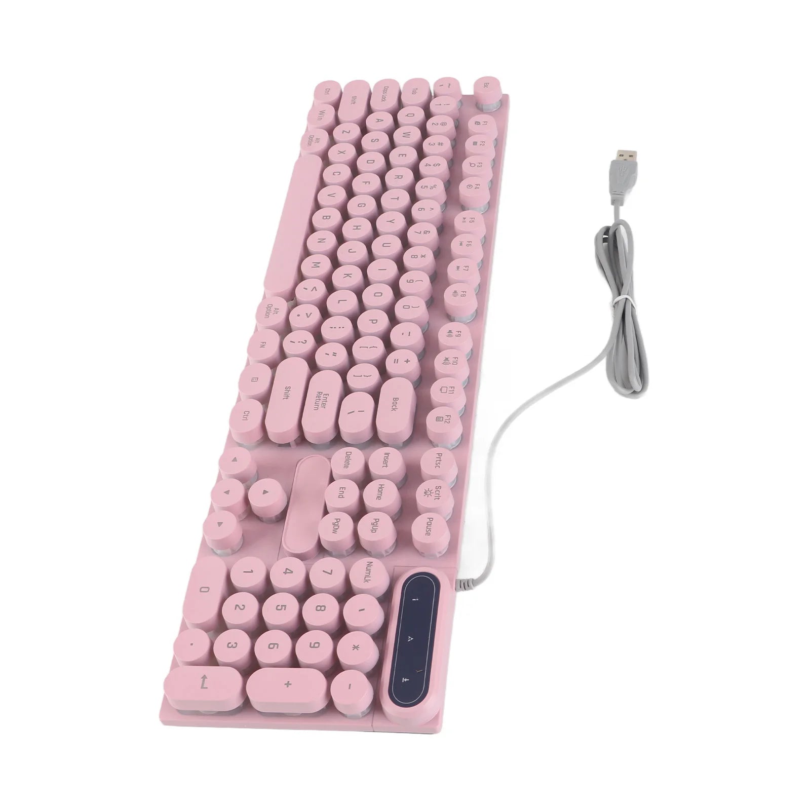 1Pc Gaming Keyboard USB Round 104 Keycaps Backlit Ergonomic Fodable Feet Multimedia Keys Wired Keyboard for Desktop Laptop