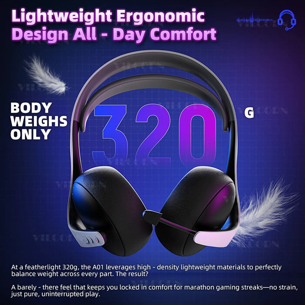 【2.4G Wireless/Wired/BT】Gaming Headset for PS5/PS4/PC eSports Headphones Spatial Audio Retractable Microphone 40mm Voice Coil