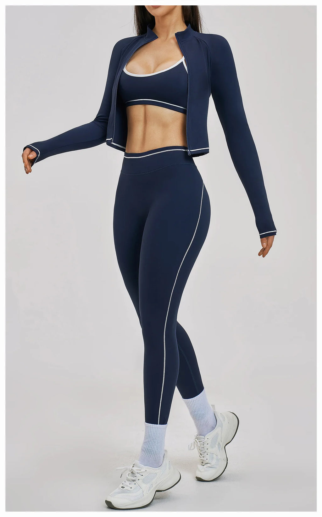 3PCS Yoga Suit Women Tracksuit Sports Outfits Gym Set Running Workout Clothes Long Sleeve Sports Bra Athletic Wear Yoga Clothing