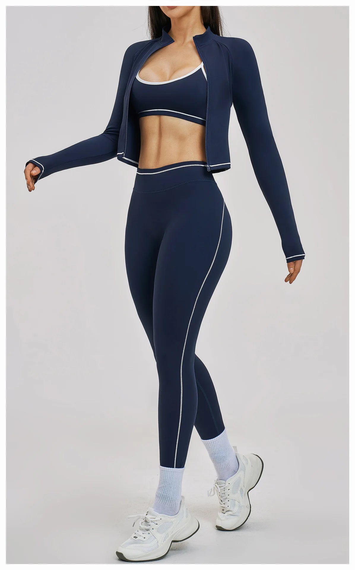 3PCS Yoga Suit Women Tracksuit Sports Outfits Gym Set Running Workout Clothes Long Sleeve Sports Bra Athletic Wear Yoga Clothing