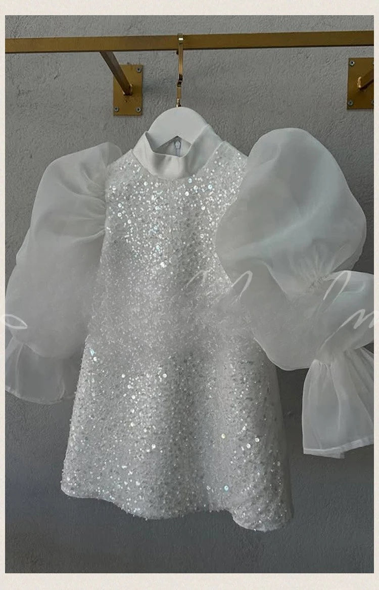 Teen Girl Clothes 2025 New Glitter Kids Girls Princess Gown Piano Recital Sweet Party Outfit Toddler Formal Wear Costume Vestido