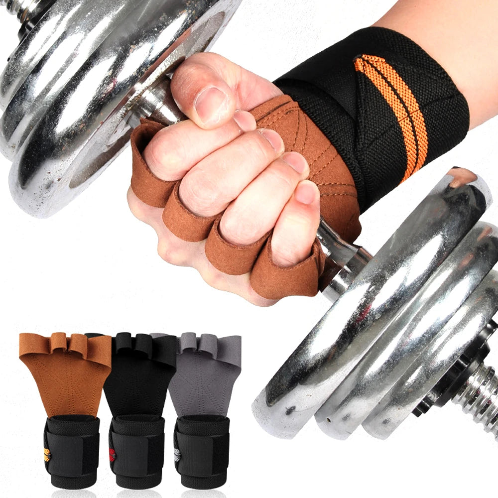 1 Pair Weight Lifting Training Gloves Fitness Sports Body Building Gymnastics Grips Gym Hand Palm Wrist Protector Gloves