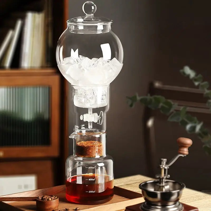600ml Ice Dripper Coffee Maker Adjustable Water Flow Borosilicate Glass Cold Brew Tower Slow Drip Technology Portable