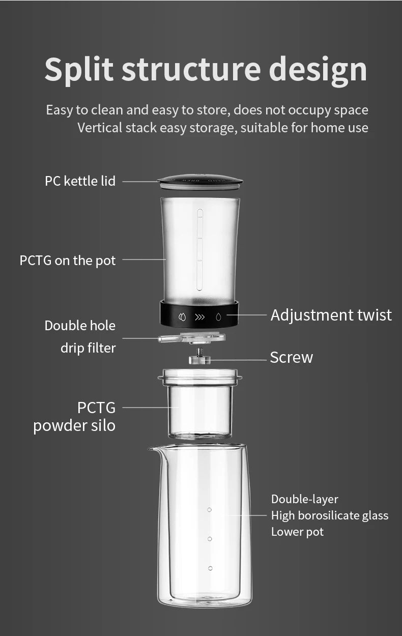 Bincoo Cold Brew Extraction Pot Double-layer Glass Ice Drip Pot Drip Coffee Maker Extraction Ice Sharing Cup 450ML