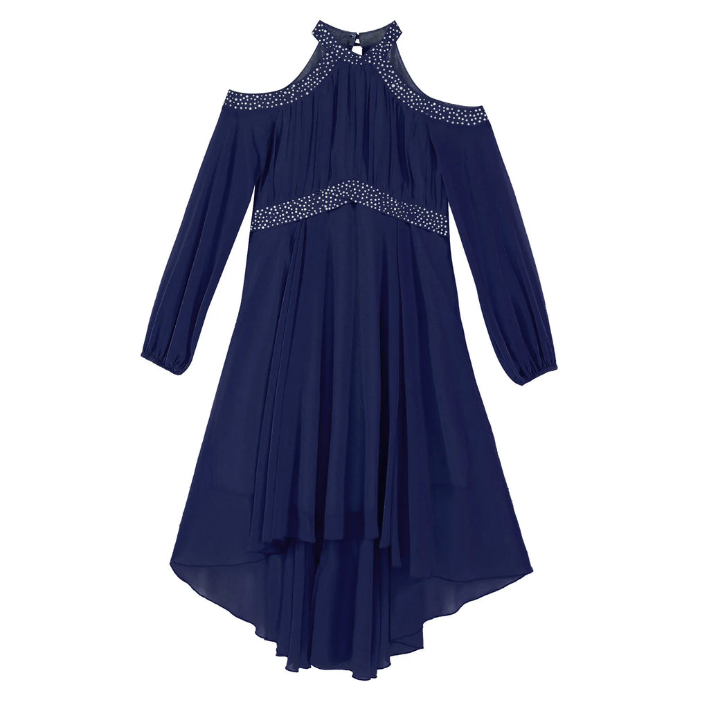 Kids Girls Elegant Party Dress Halter Off-shoulder High Waist Ruffled Chiffon Dresses Wedding Birthday Pageant Evening Prom Gown
