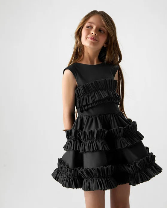 Girls Dress 2025 Spring Autumn Girls Cake Lace Dress Court Vest Dresses for Kids Princess Toddler Cosutme Baby Party Clothing