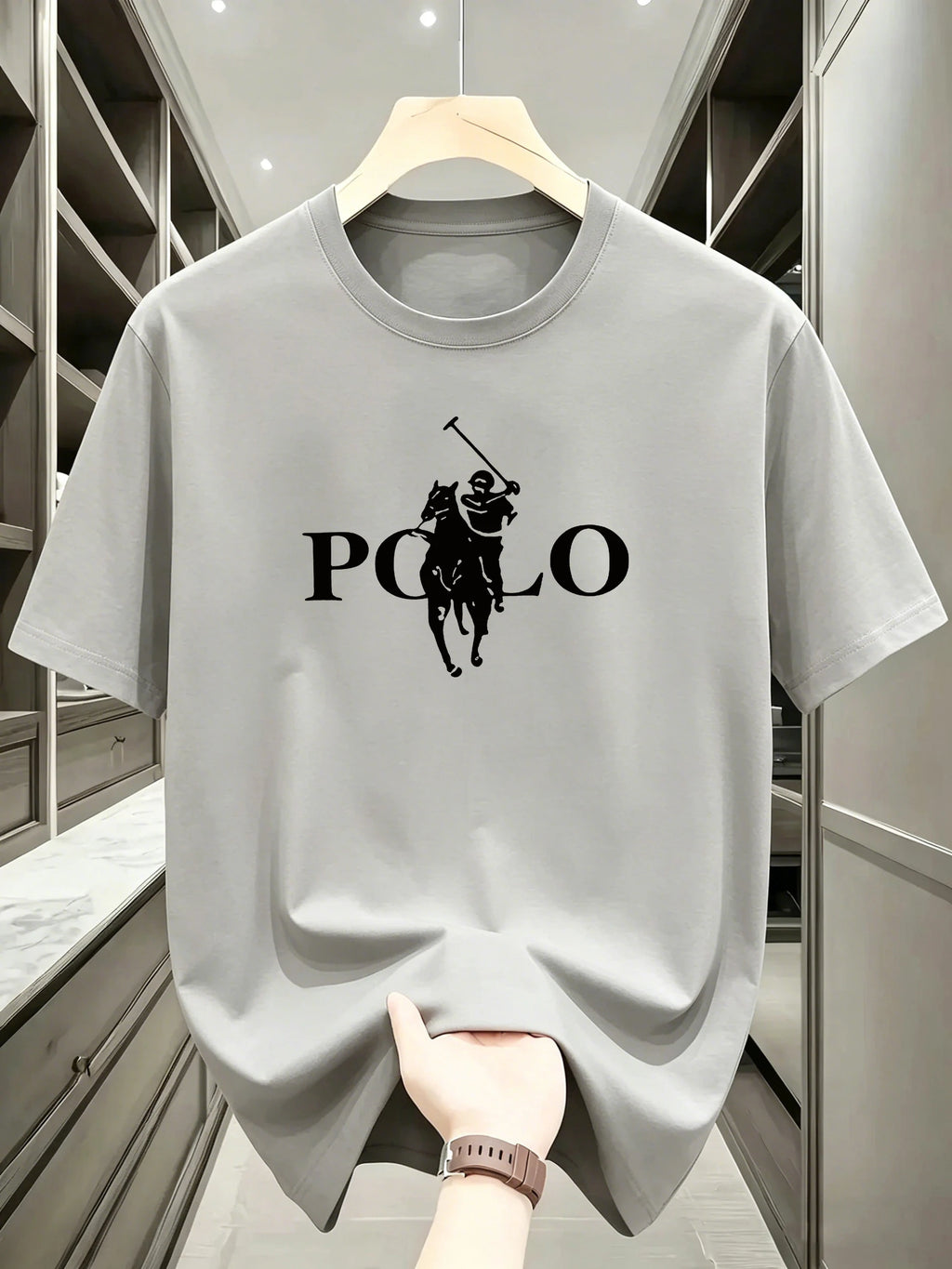 Men's Summer Simple and Fashionable Casual Business Short Sleeved T-shirt Round Neck Solid Color Sports Quick Drying Top