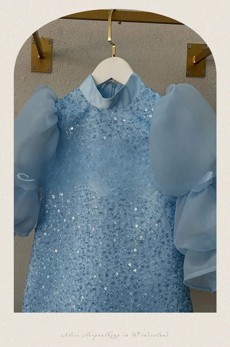 Teen Girl Clothes 2025 New Glitter Kids Girls Princess Gown Piano Recital Sweet Party Outfit Toddler Formal Wear Costume Vestido