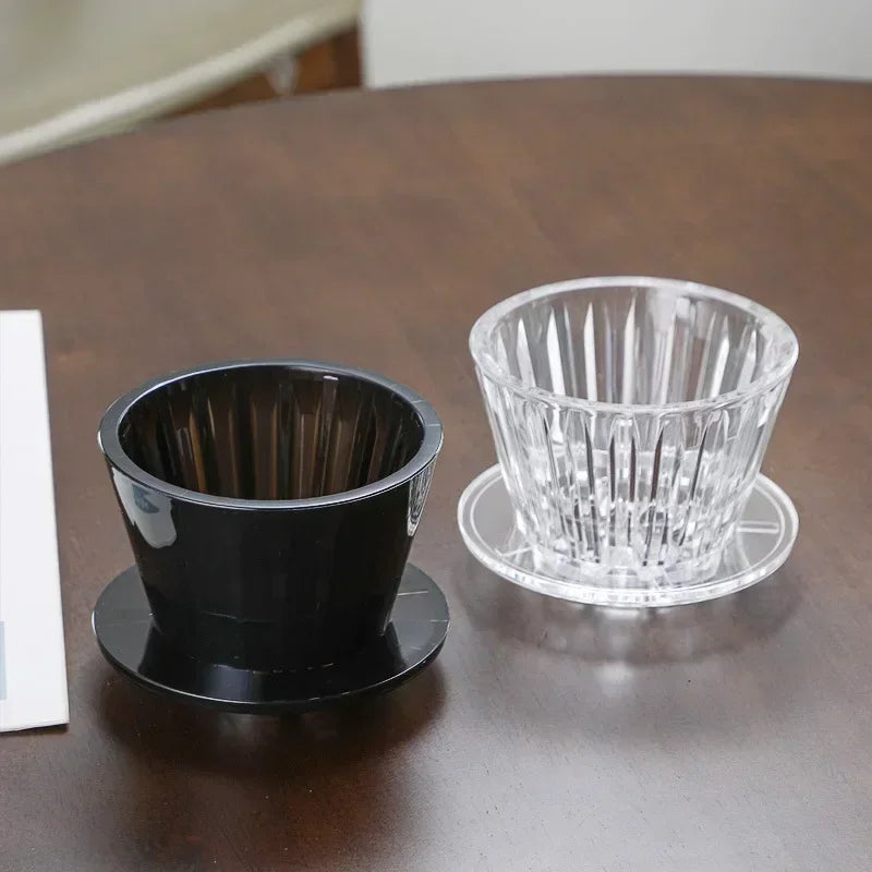 1 PC Acrylic Pour Over Coffee Filter Cup Set Cake Shaped Flat Bottom Home Brewing Kit with Filter Papers Reusable Easy Clean