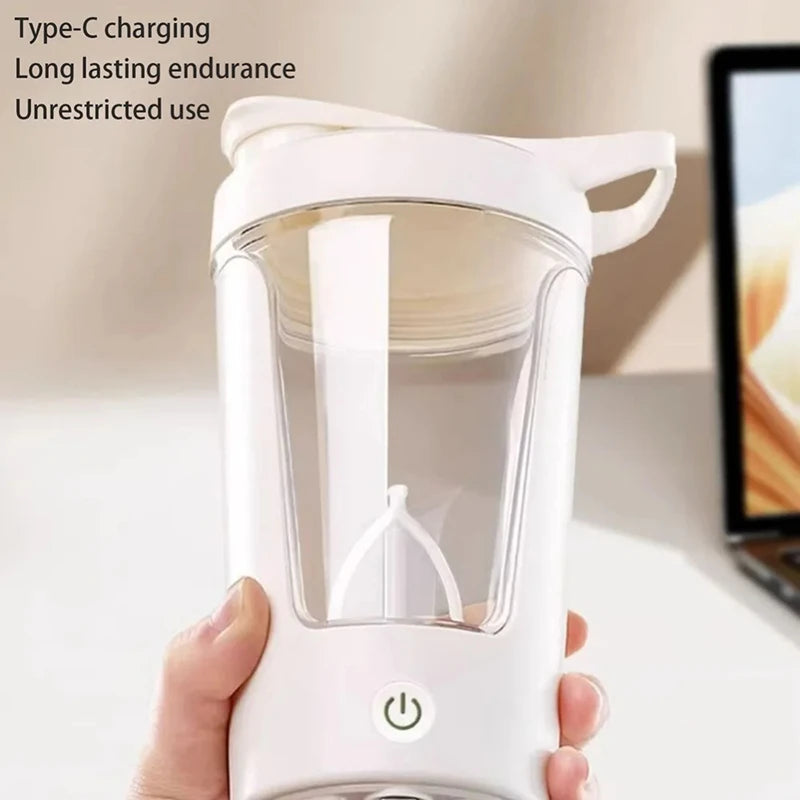 450ml Protein Shaker Bottle Portable USB Charging Fitness Blender Cup Meal Replacement Mixer Bottle for Home Gym Rechargeable